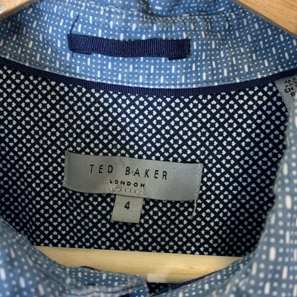 Ted Baker Blue Frend Polka Dot Collar Short Sleeve Polo Shirt Size 4 (US L) - Picture 4 of 13